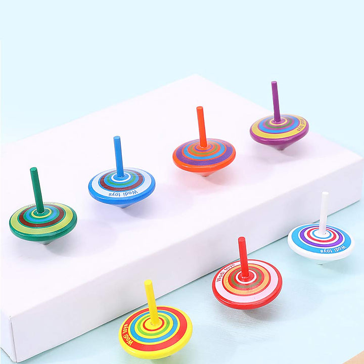 M MUGIT Wooden Spinning Tops Set, 10 Count