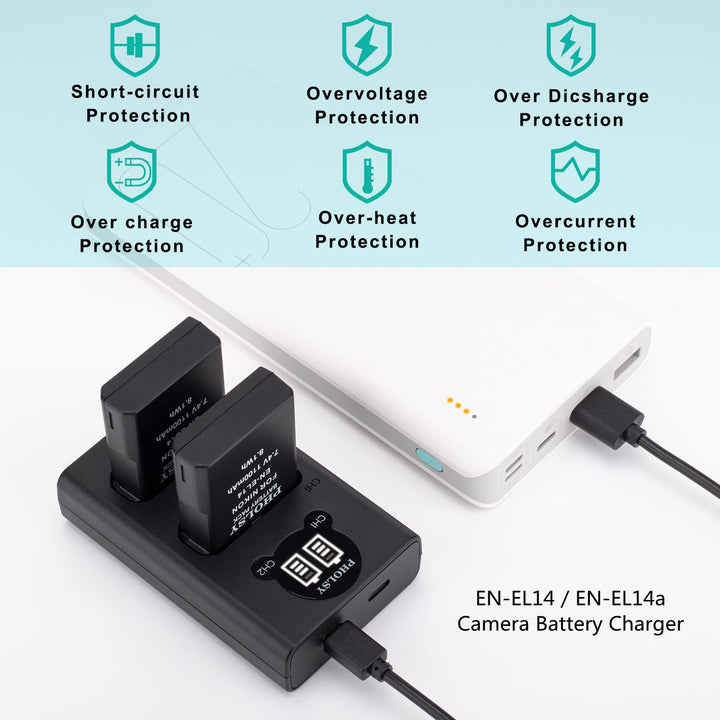 PHOLSY Camera Battery Charger, EN-EL14