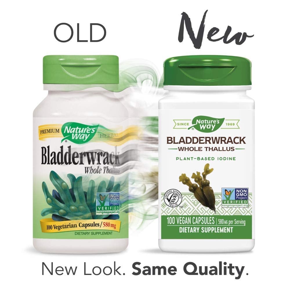 Nature's Way Bladderwrack Whole Thallus, 580 mg, 100 Count, Pack of 2