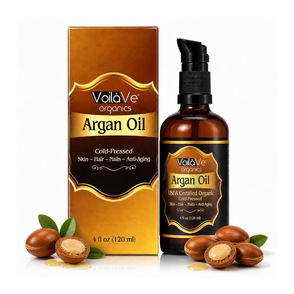 VoilaVe Organic Moroccan Argan Oil, 4 fl oz