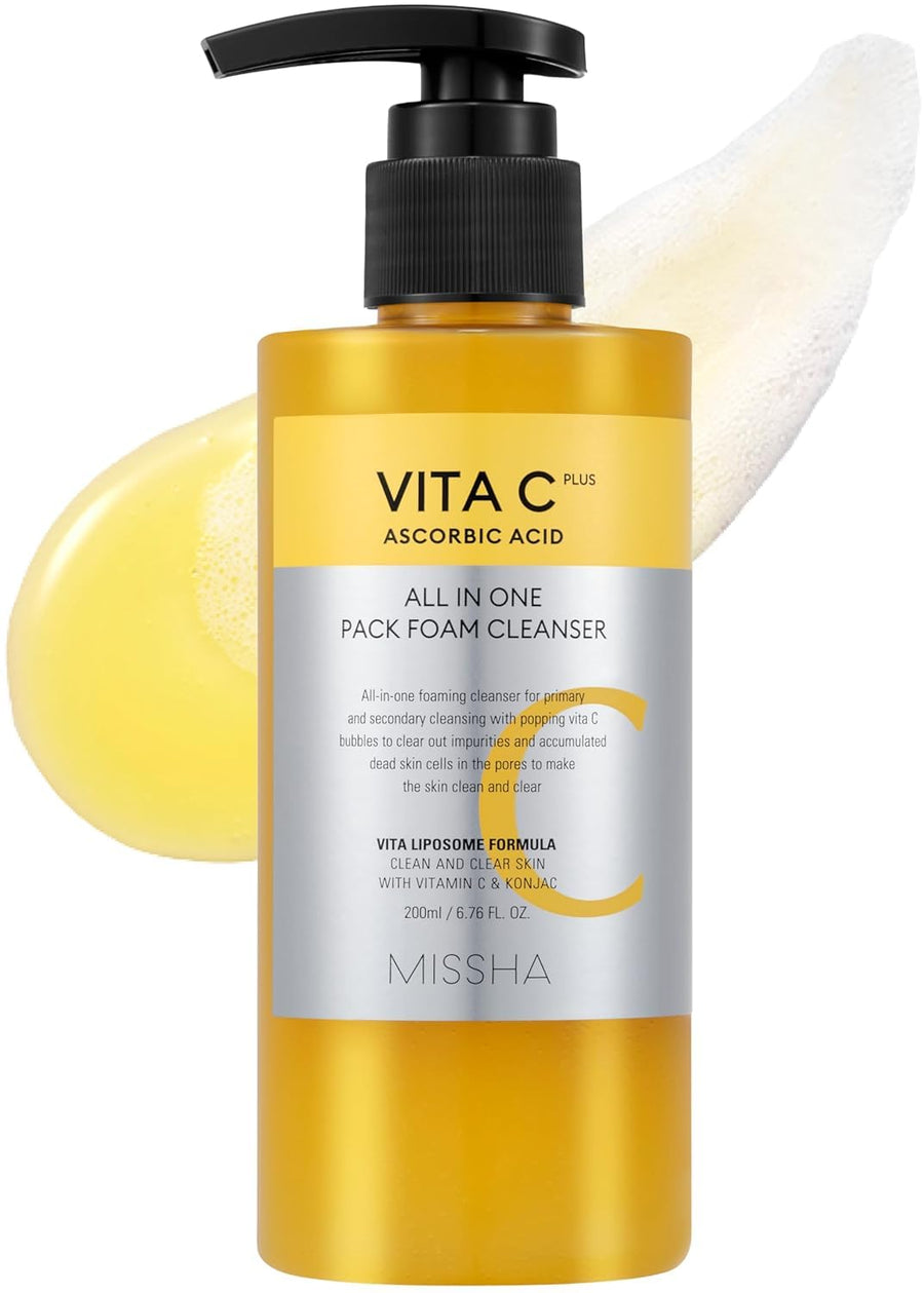 MISSHA Vita C All-In-One Bubble Foam Cleanser, 6.76 oz