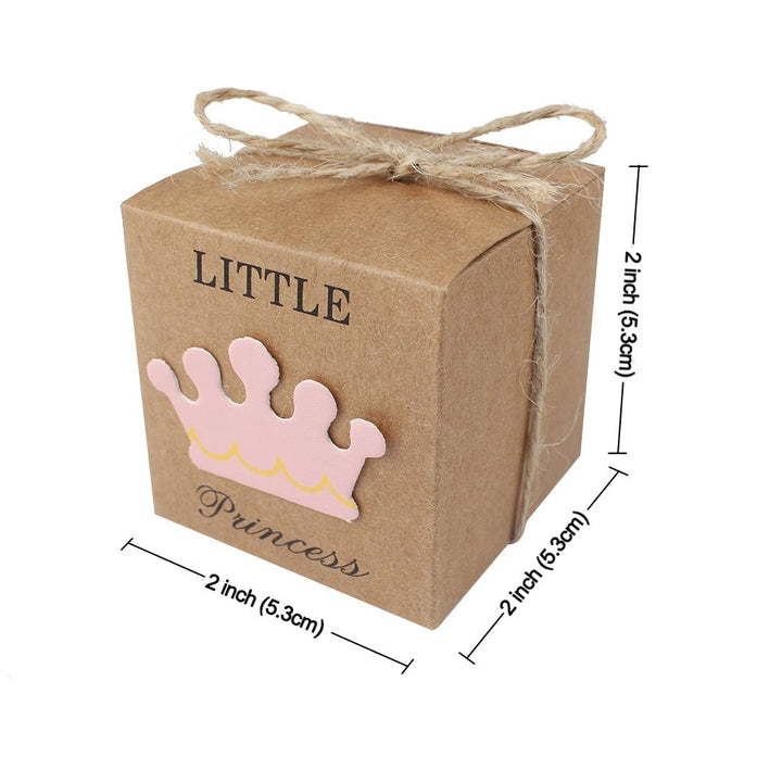 AerWo Little Princess Baby Shower Favor Boxes, Pink, 50 Count, Pack of 50