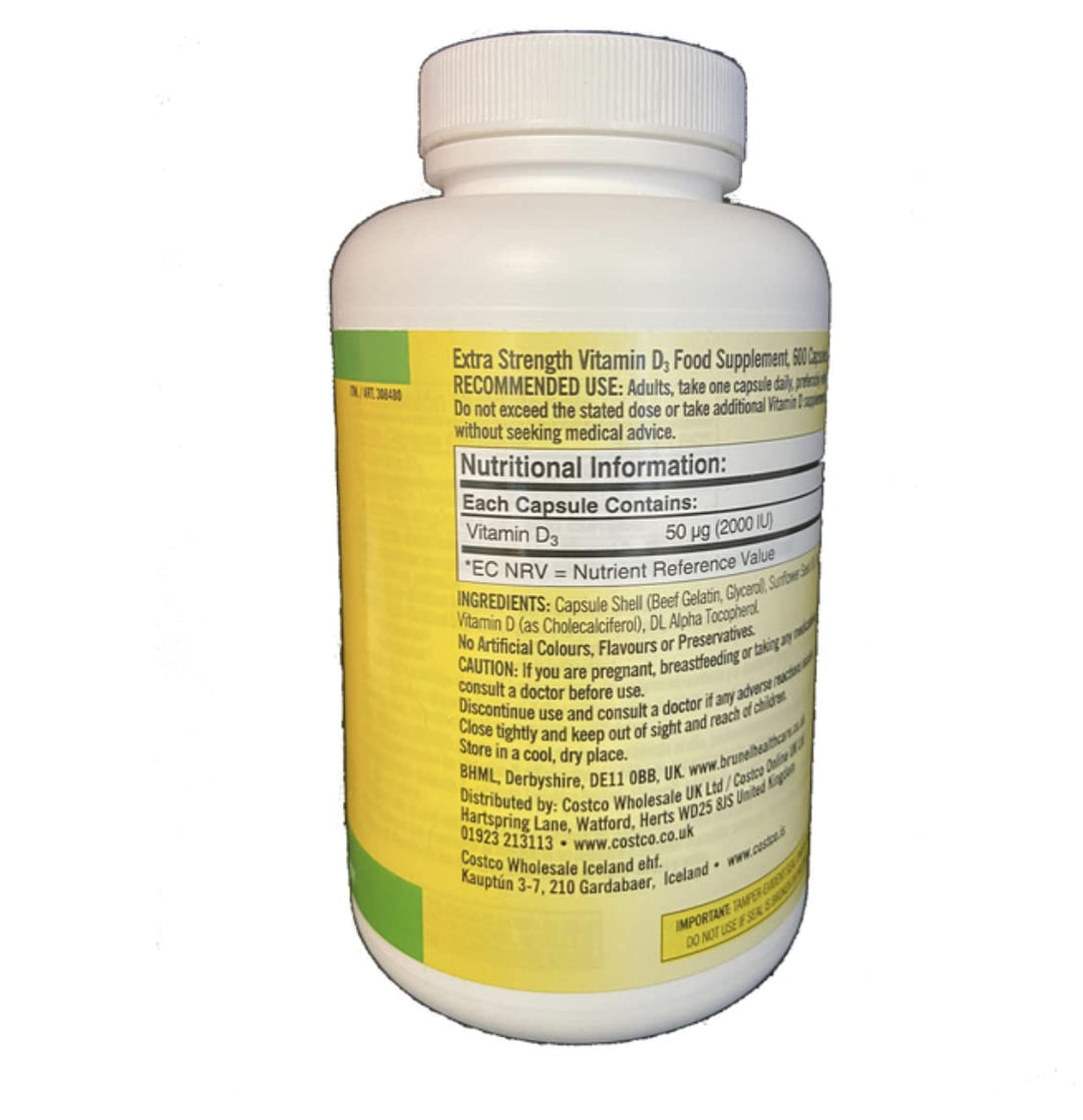 Kirkland Signature Vitamin D3, 2000 IU, 600 Count