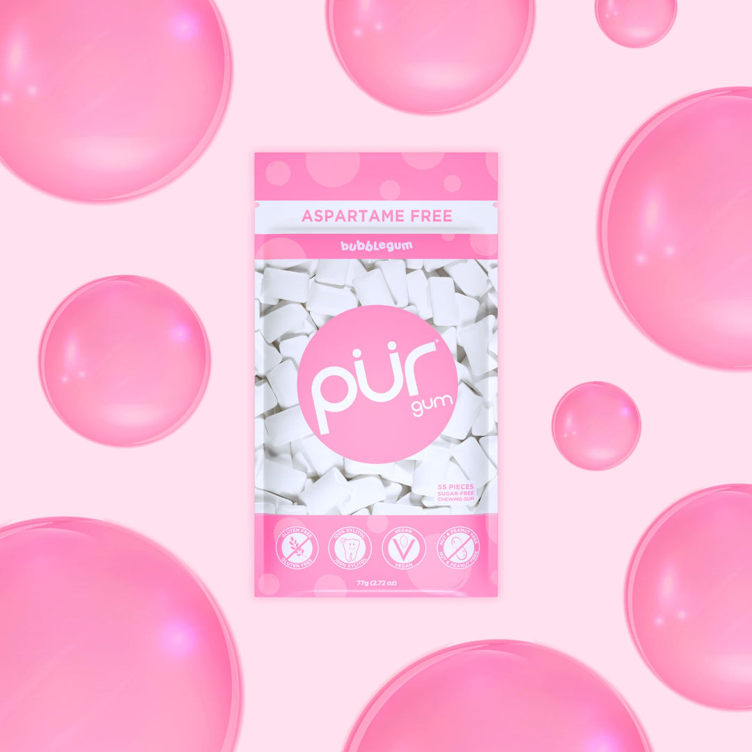 PUR Chewing Gum, Natural Bubblegum, 55 Count
