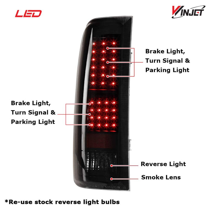 Winjet LED Taillights for Chevrolet Silverado 1500, 2500, 3500, Clear, Pair