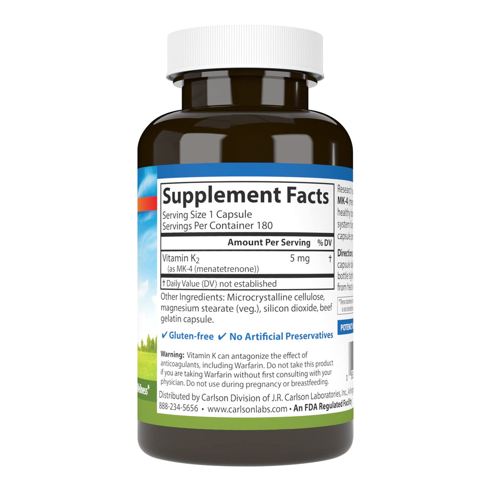 Carlson Vitamin K-2, 5 mg, 180 Count