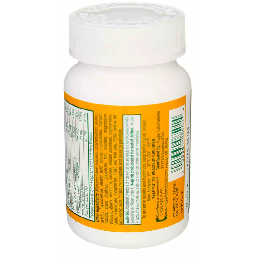 RUGBY LABORATORIES Prenatal Vitamins, 100 Count