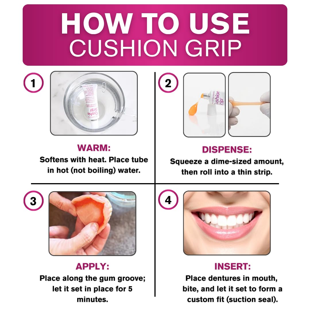 Cushion Grip Thermoplastic Denture Adhesive, 1 oz