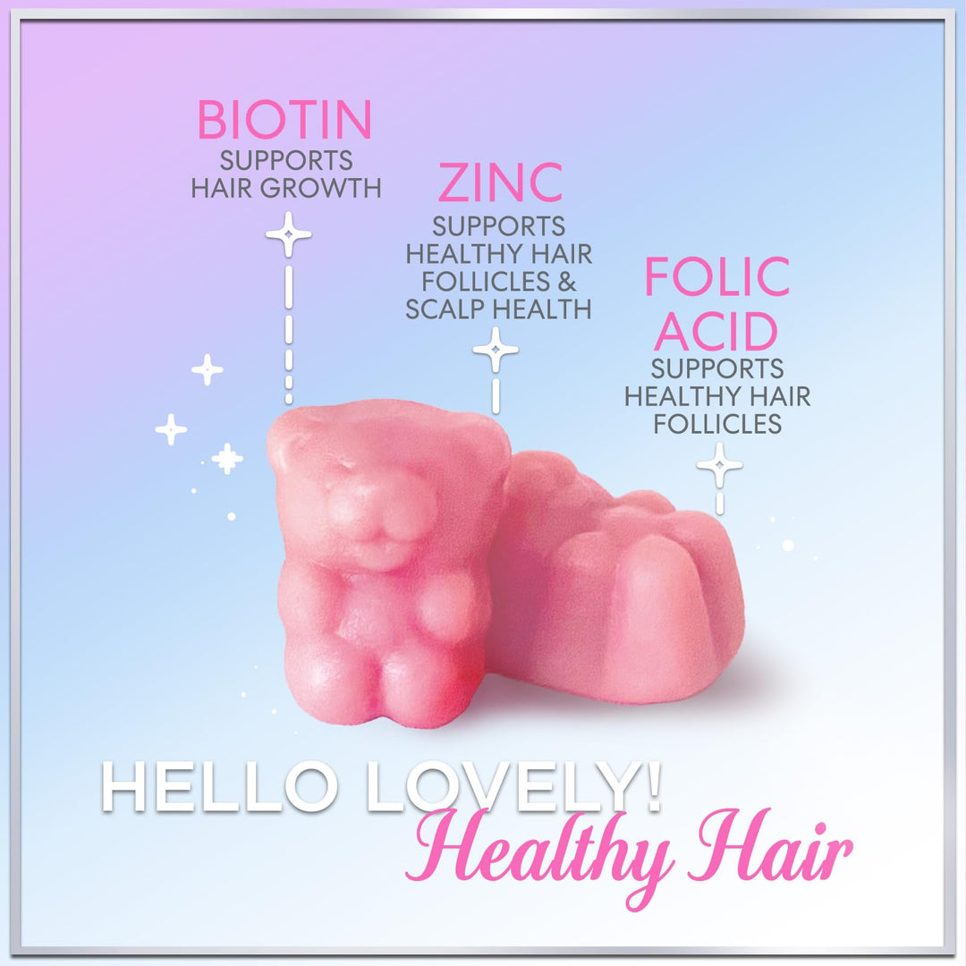Hello Lovely! Hair Vitamin Gummy, Berry Flavor, 120 Count