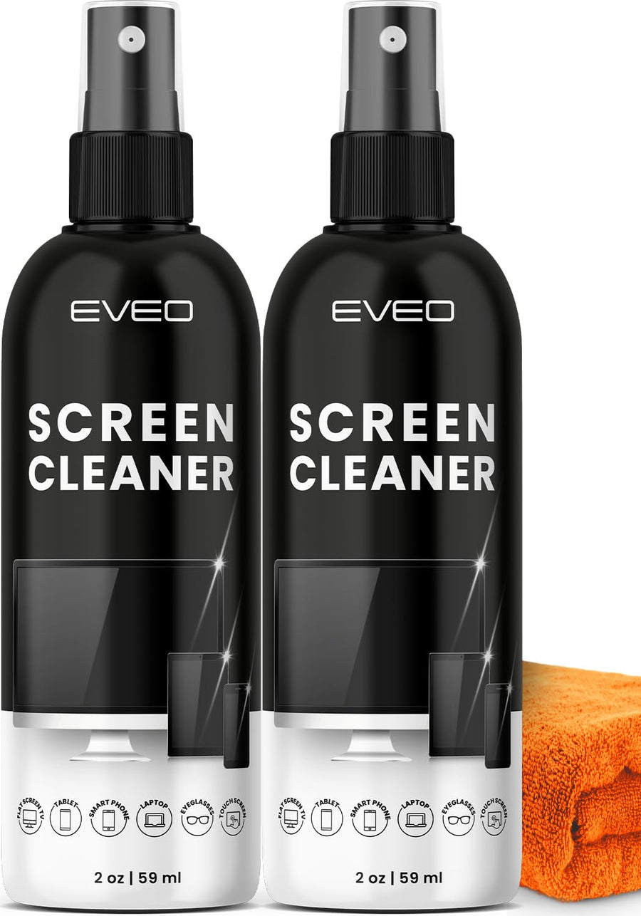 EVEO Screen Cleaner Kit, White, 8 fl oz, 4 fl oz, 2 Count
