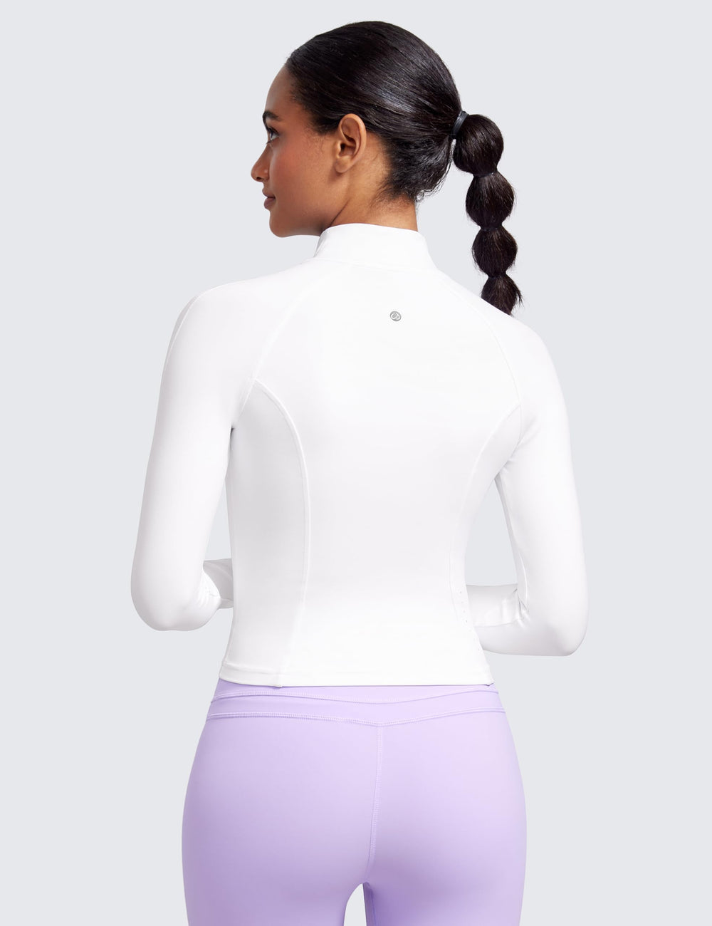 CRZ YOGA Butterluxe Cropped Slim Fit Workout Jacket, White, M