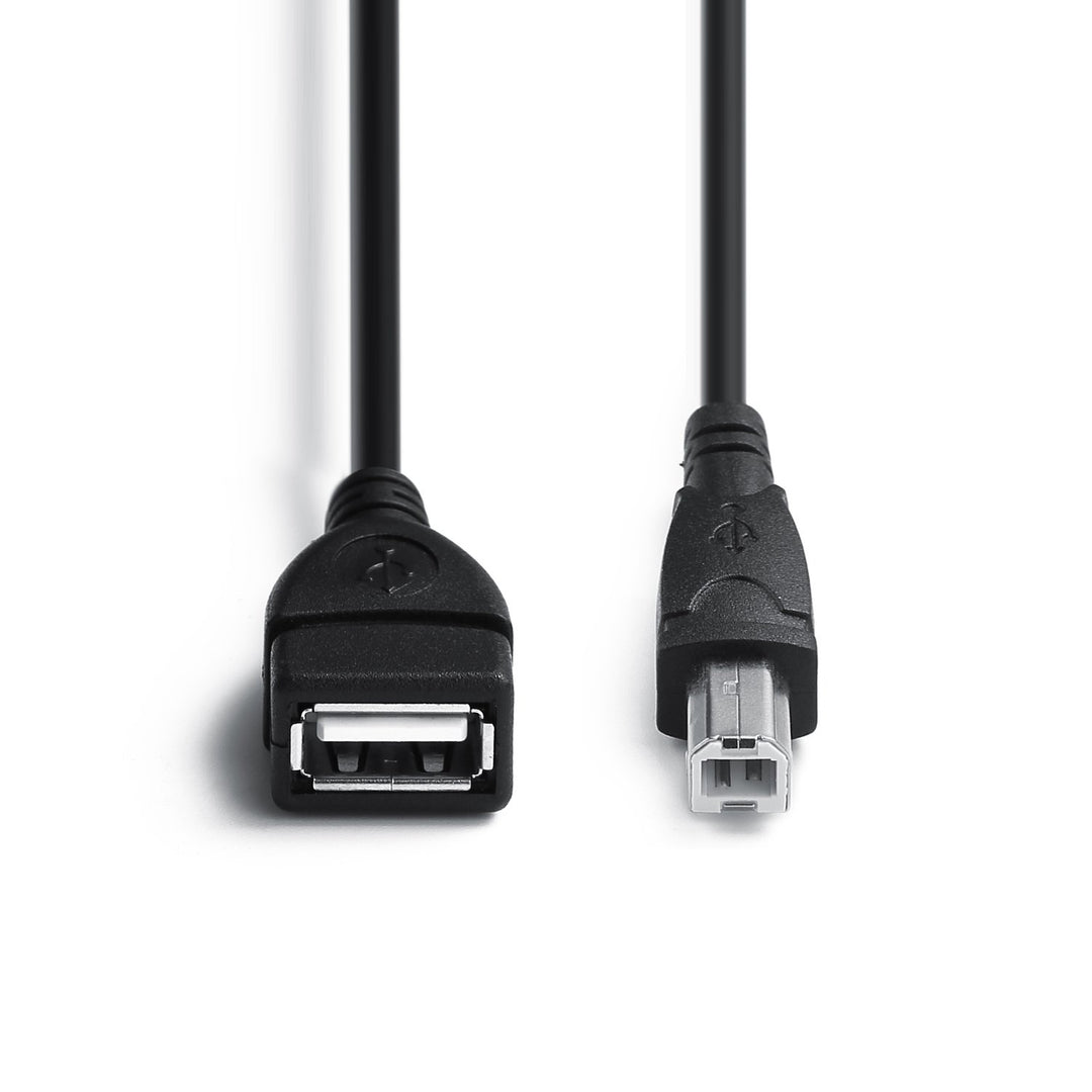 YOUOWO USB 2.0 Cable, A Female to B Male, Black, 2 Count