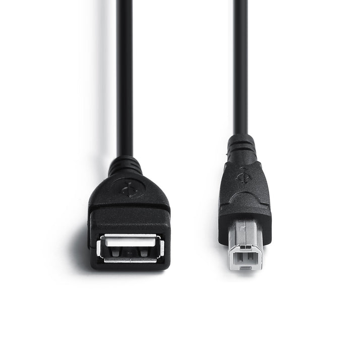 YOUOWO USB 2.0 Cable, A Female to B Male, Black, 2 Count