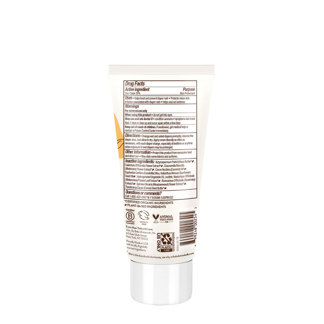Babo Botanicals Sensitive Baby Zinc Diaper Cream, Fragrance Free, 3 oz