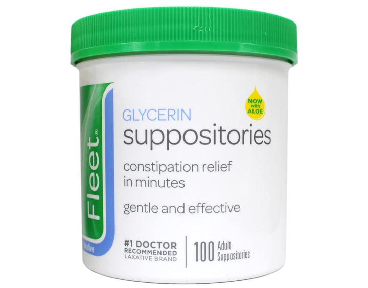 Fleet Glycerin Suppositories, Adult Jar, 100 Count