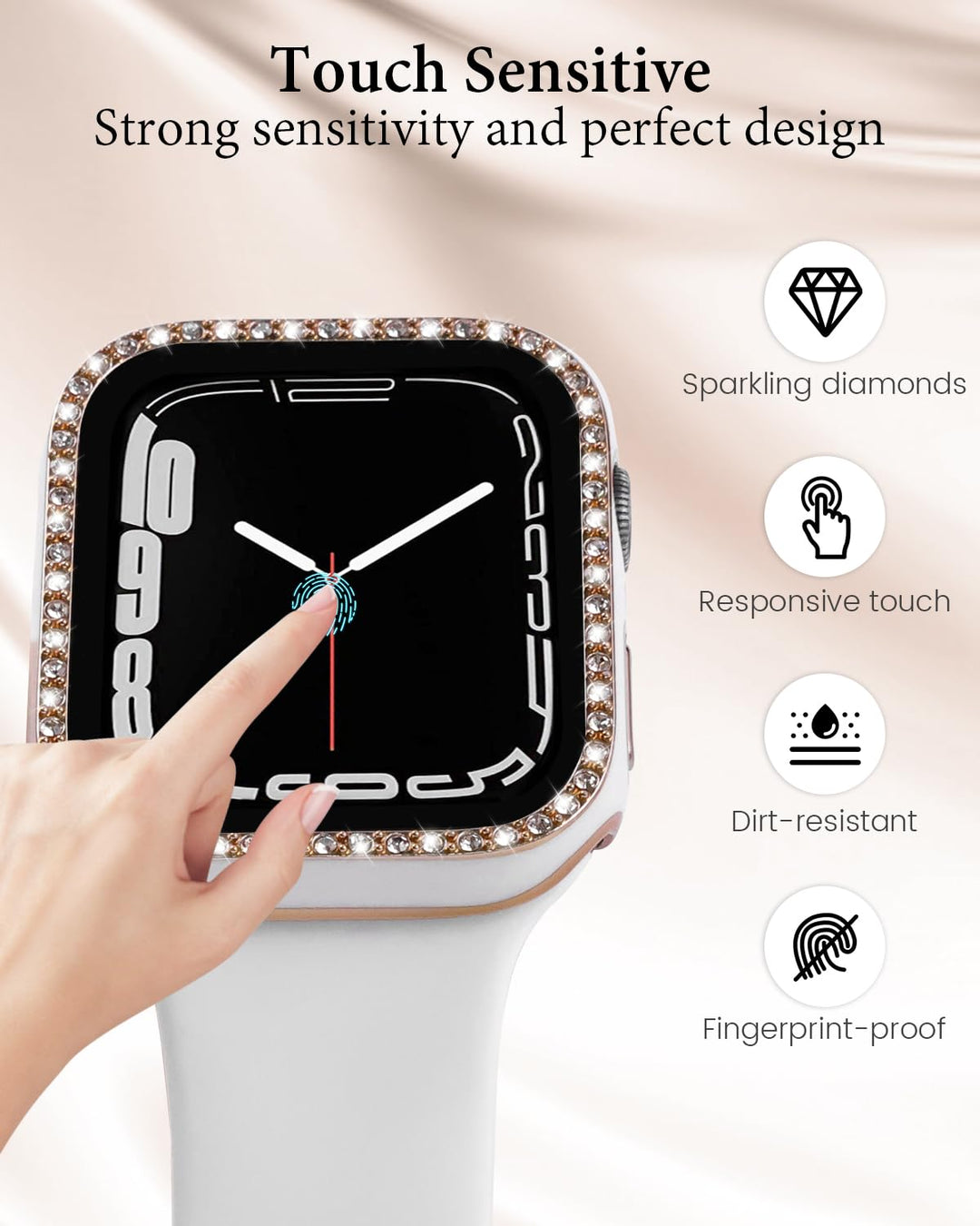 BandSmith Silicone Bands and Bling Case Compatible with Apple Watch, 1 Count