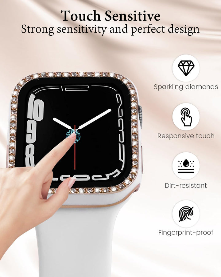 BandSmith Silicone Bands and Bling Case Compatible with Apple Watch, 1 Count