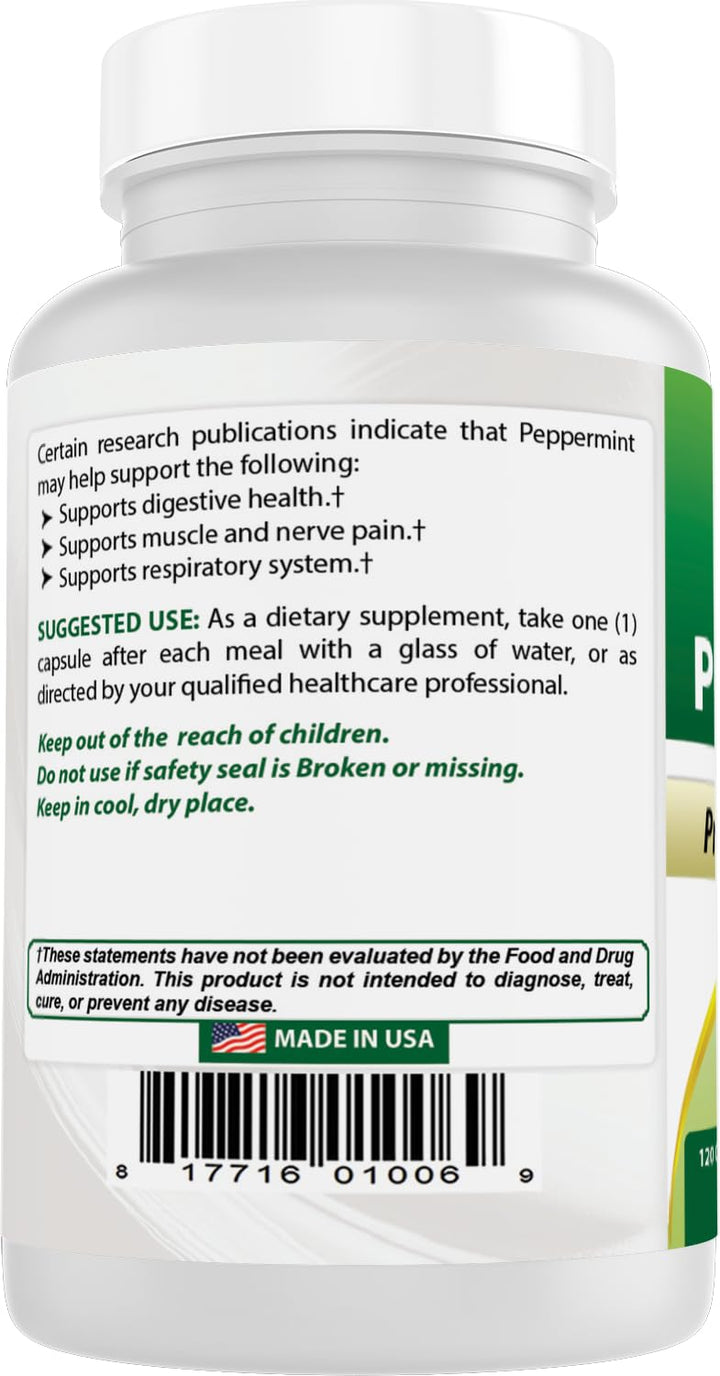Best Naturals Peppermint Oil Dietary Supplement, 250 mg, 120 Count