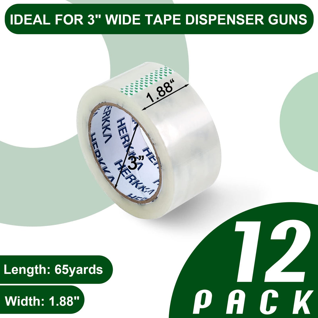 HERKKA Packing Tape, Clear, 12 Count