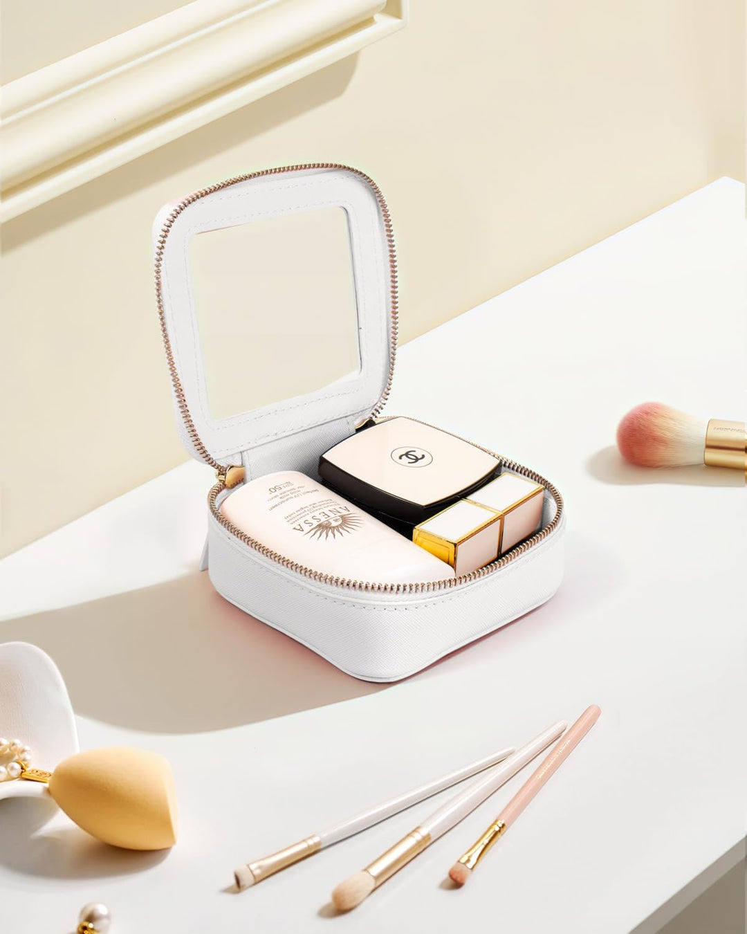 LETGO Clear Makeup Bag, Mini, White
