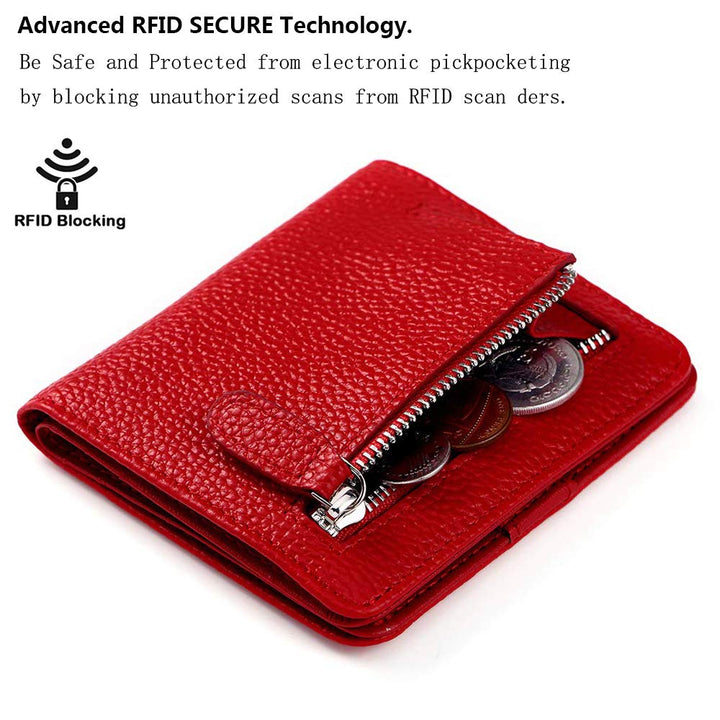 FT FUNTOR Small Compact Bifold Wallet, Red