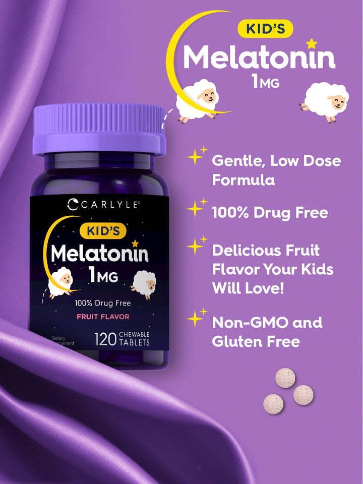 Carlyle Kids Melatonin, Fruit Flavor, 1 mg, 120 Count