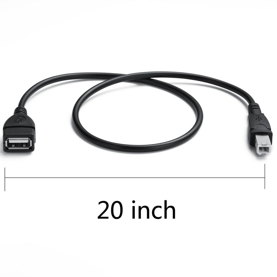 YOUOWO USB 2.0 Cable, A Female to B Male, Black, 2 Count