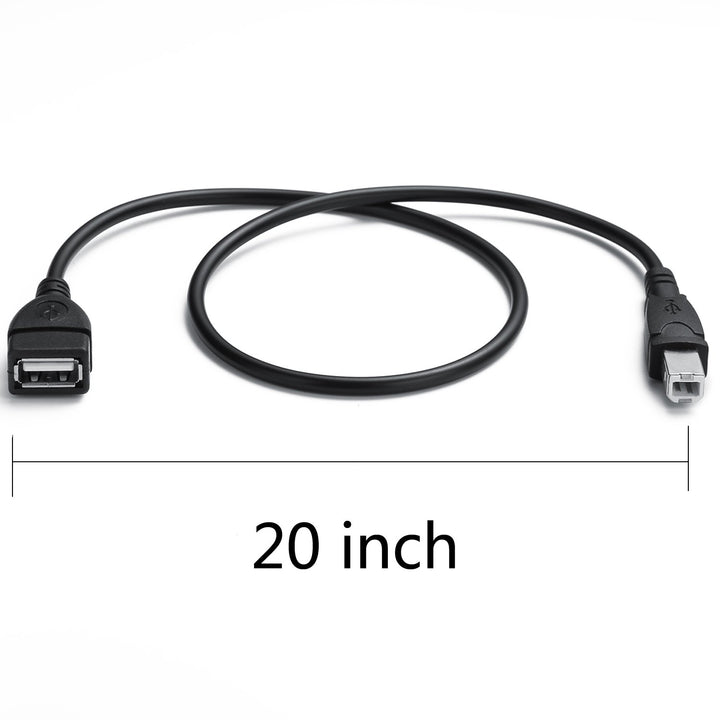 YOUOWO USB 2.0 Cable, A Female to B Male, Black, 2 Count