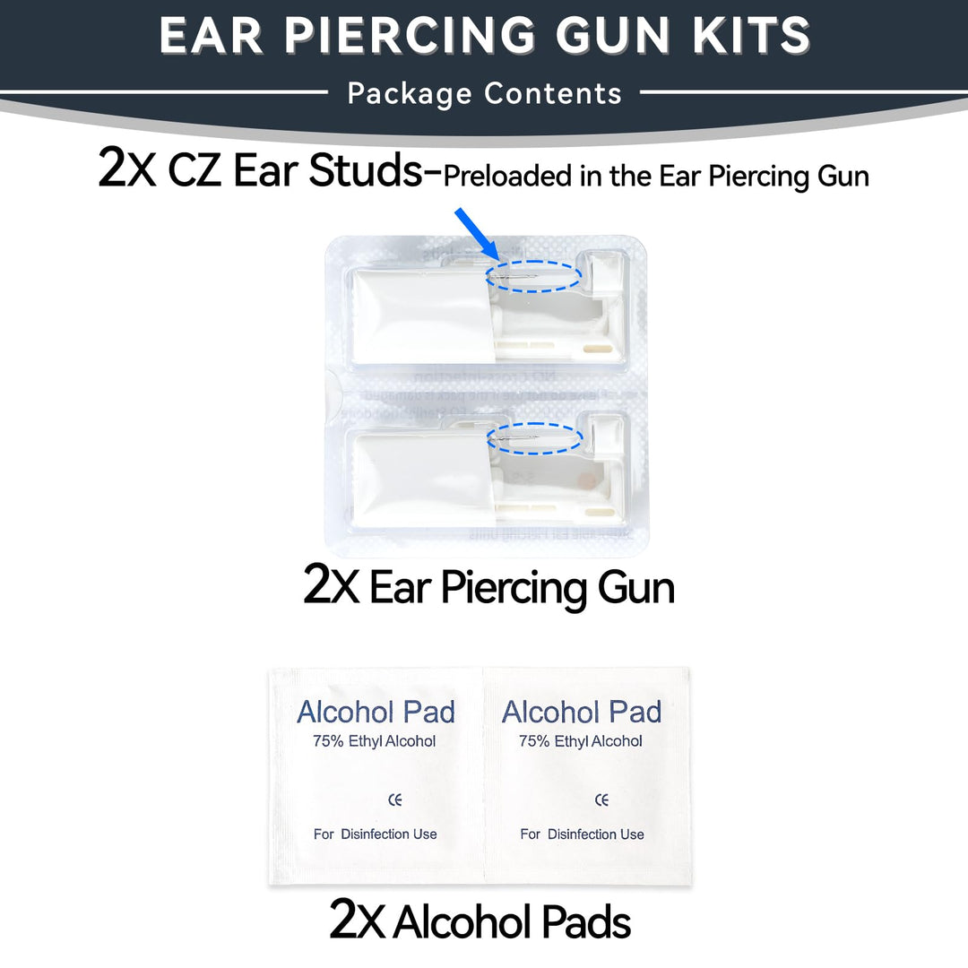 DIEWEISIMI Ear Piercing Kit, Silver, 5 mm, 24 Count
