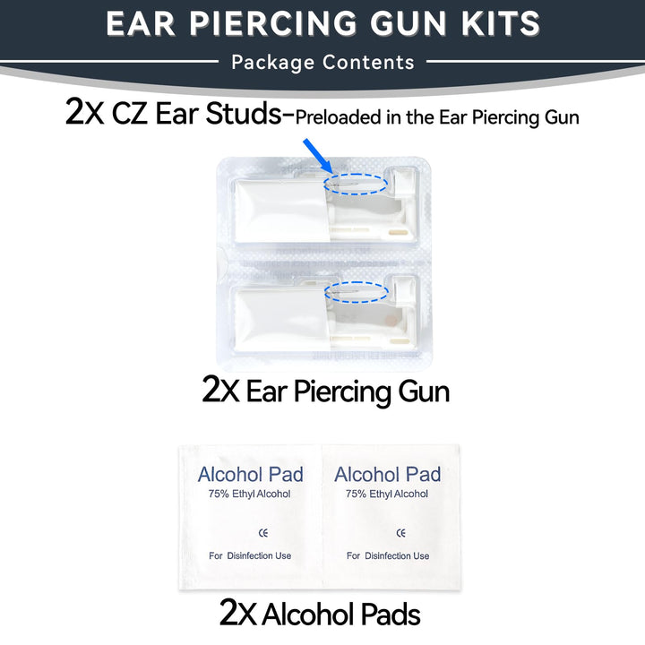 DIEWEISIMI Ear Piercing Kit, Silver, 5 mm, 24 Count
