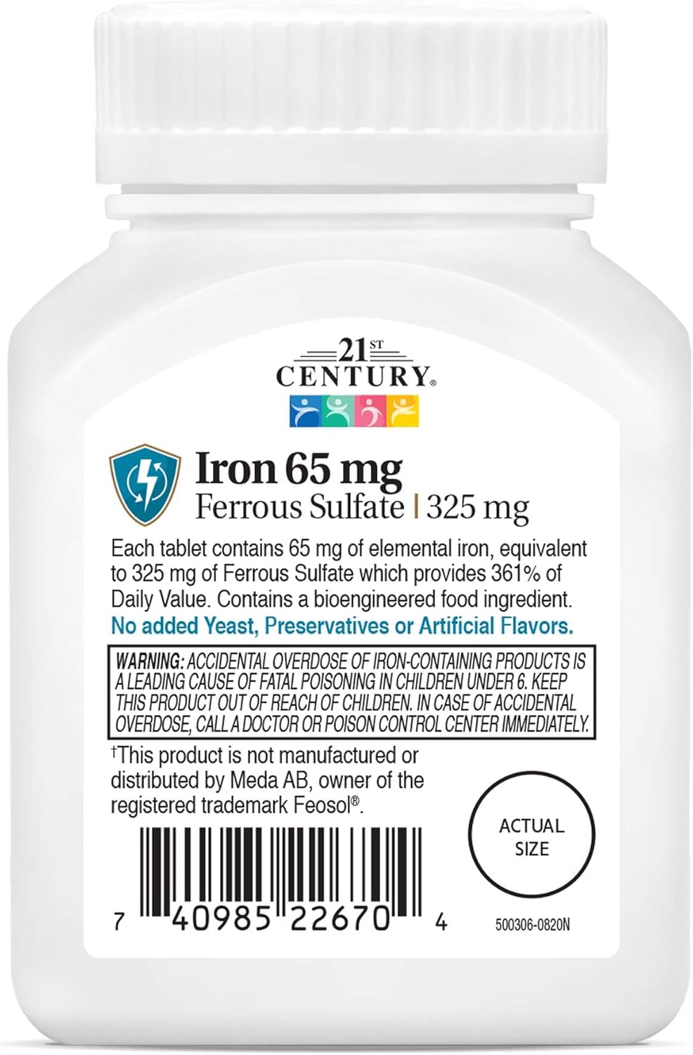 21st Century Iron Tablets, 65 mg, 120 Count