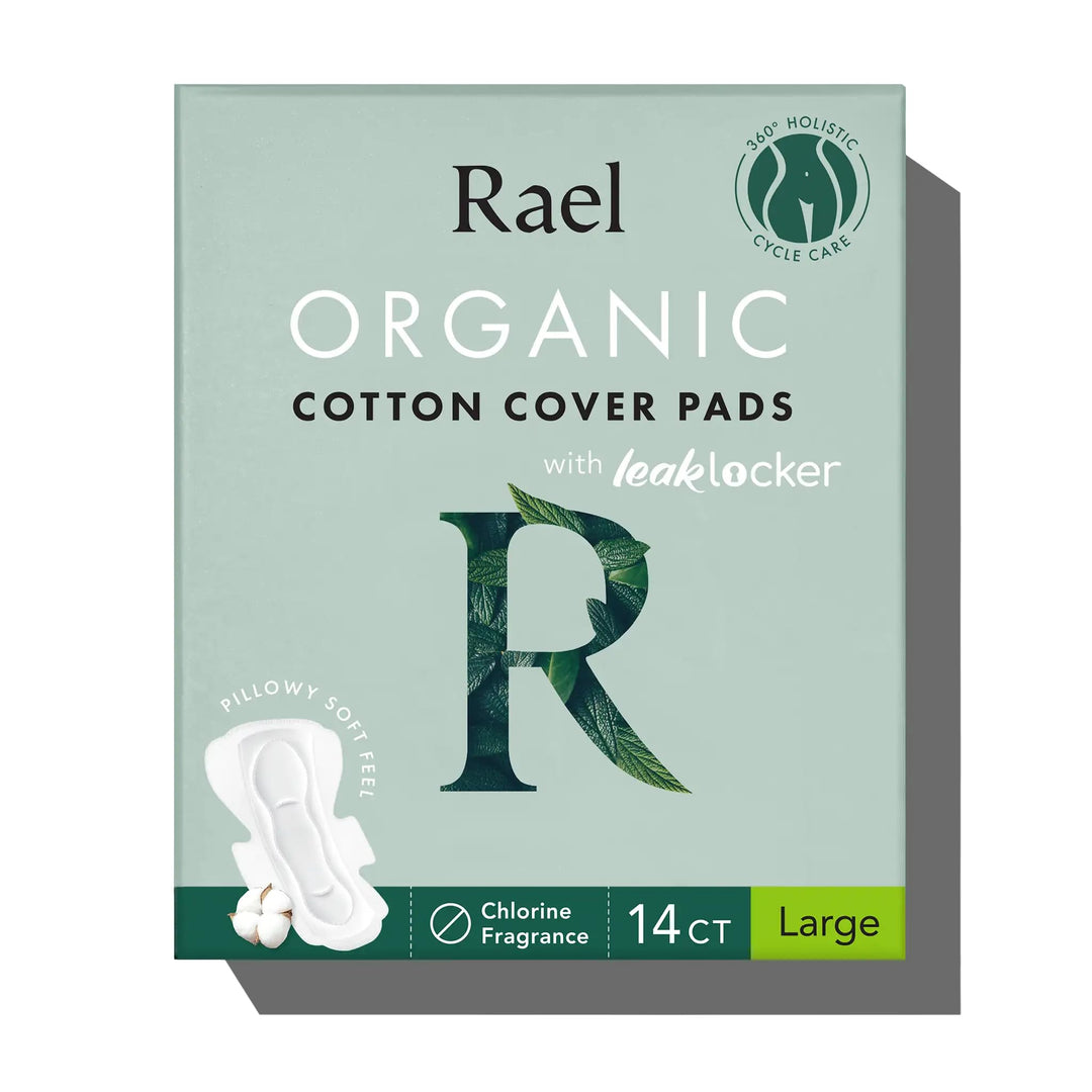 Rael Organic Cotton Cover Pads, Large, 14 Count