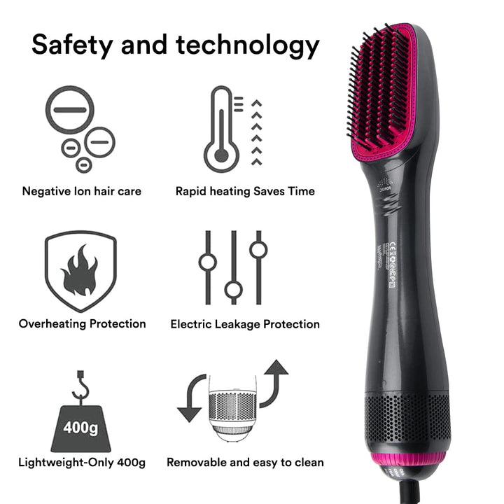 Majiston Quality First MJ-701 3 In 1 Hair Dryer Brush, 3 Count