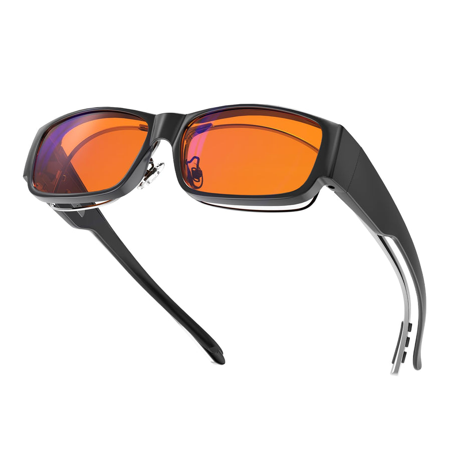Goiteia Orange Blue Light Blocking Fit Over Glasses, Amber Tint, 59 x 40mm