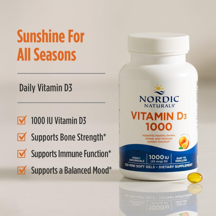 Nordic Naturals Vitamin D3, Orange, 1000 IU, 120 Count