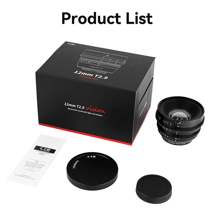 7artisans 12mm T2.9 APS-C Ultra Wide Angle Cine Lens, Fujifilm X Mount, Black