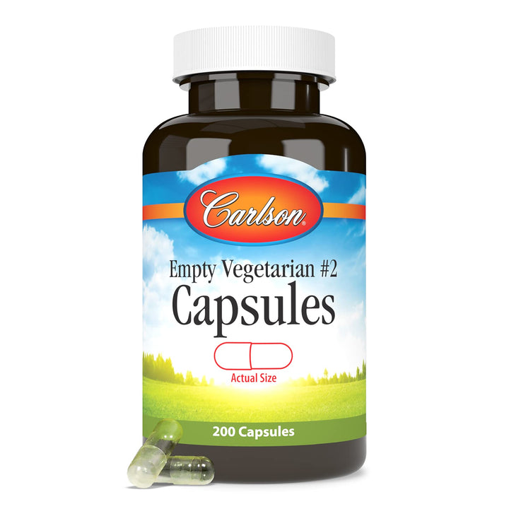 Carlson Empty Vegetarian Capsules, Size 2, 200 Count
