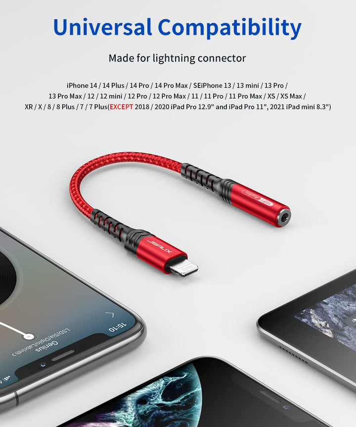 JSAUX Lightning to 3.5mm Adapter, Red