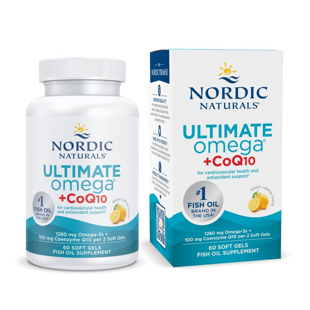 Nordic Naturals Ultimate Omega Purified Fish Oil Plus CoQ10, 1000 mg, 60 Count