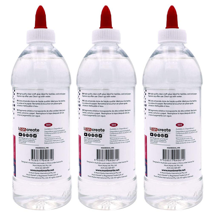 Mont Marte Signature Clear PVA Craft Glue, 500 g, Pack of 3