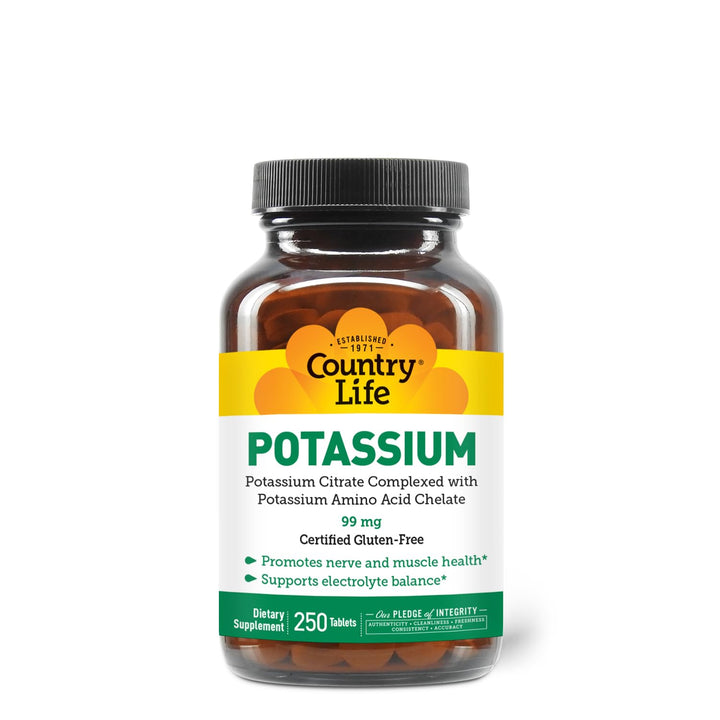 Country Life Potassium, 99 mg, 250 Count