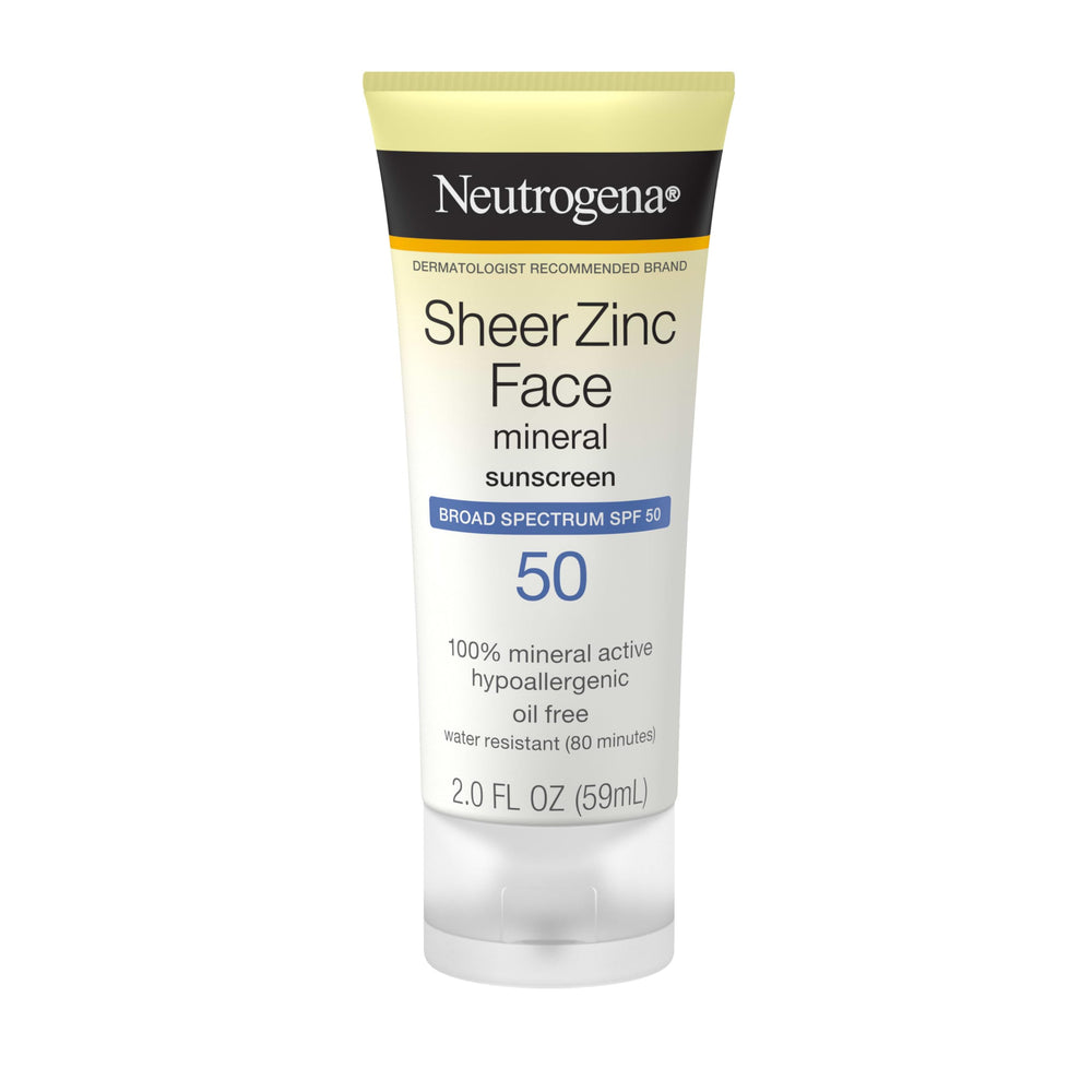 Neutrogena Sheer Zinc Oxide Dry-Touch Mineral Face Sunscreen Lotion, SPF 50, 2 fl oz