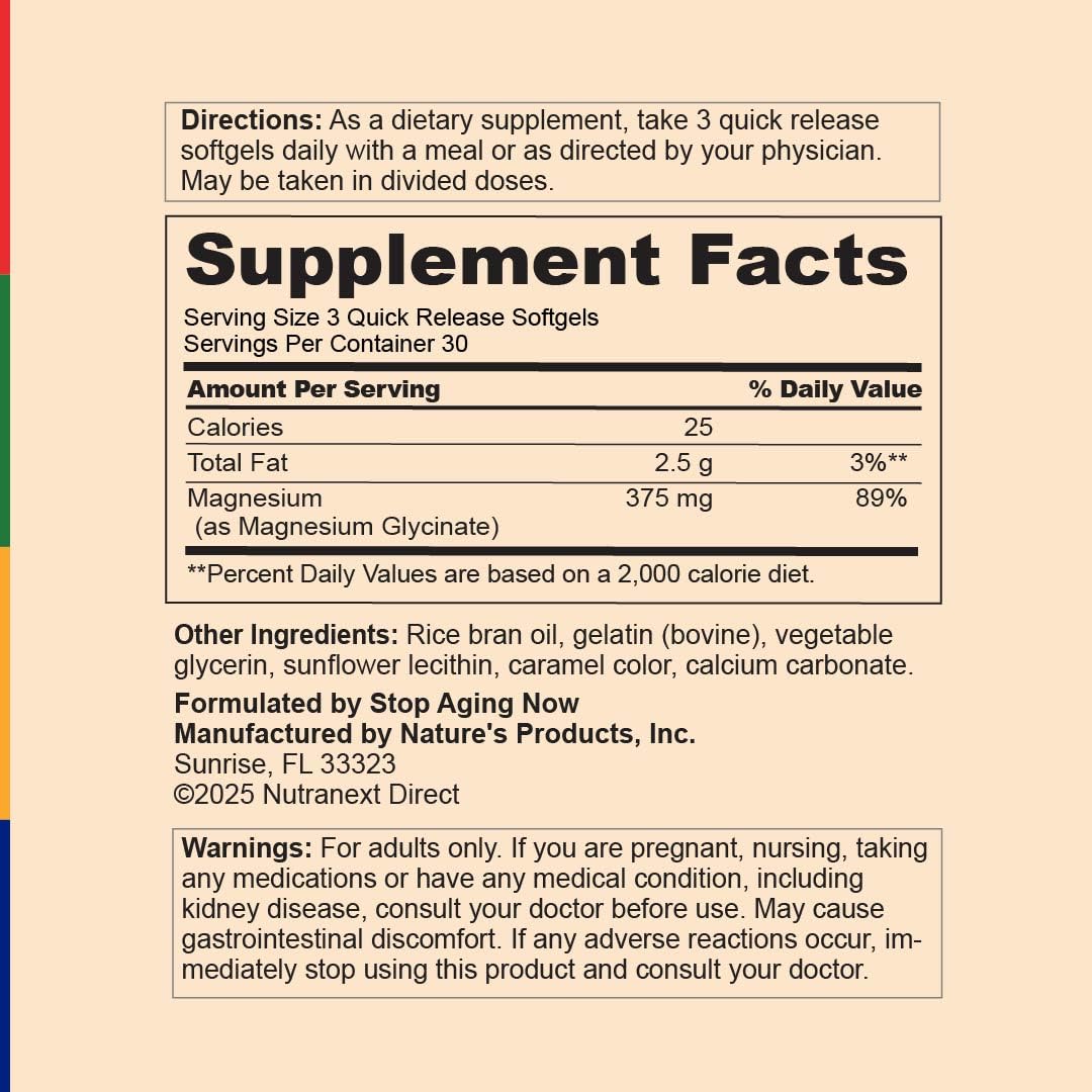 Stop Aging Now Magnesium Glycinate, 90 Count