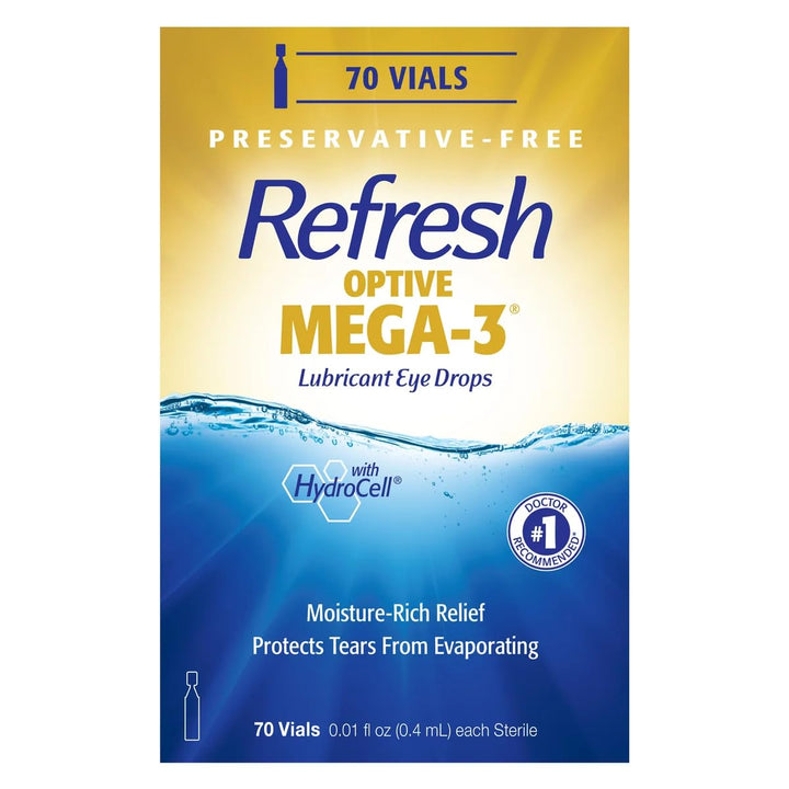 Refresh Optive Mega-3 Lubricant Eye Drops, 70 Count
