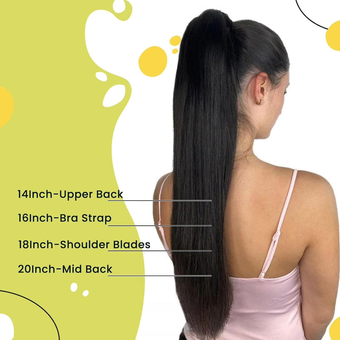 RUNATURE Human Hair Ponytail Extension, #1B Off Black, 12 Inch 70 g