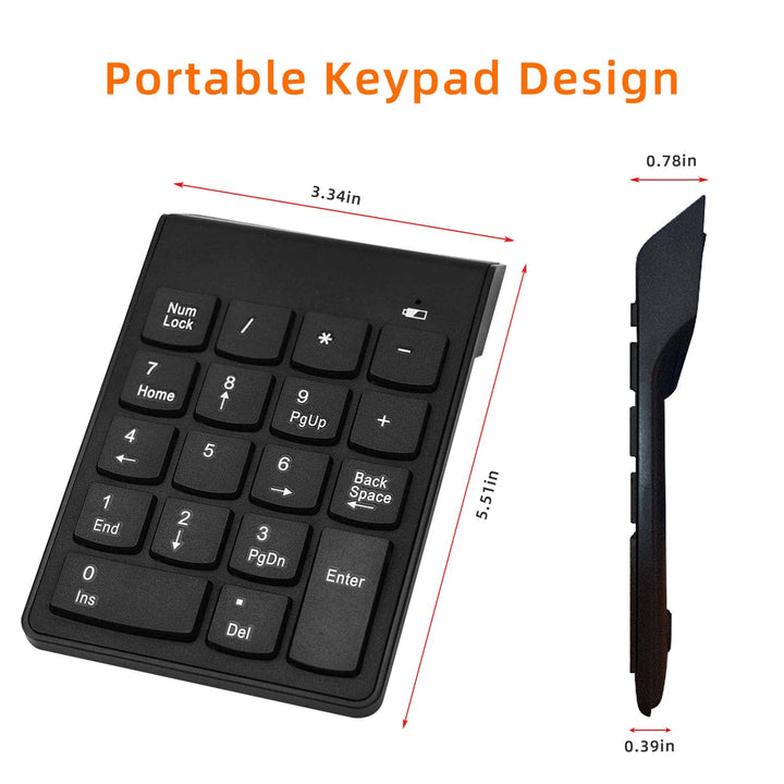 SMOOTHCLUE Wireless Numeric Keypad, Black, 18 Count