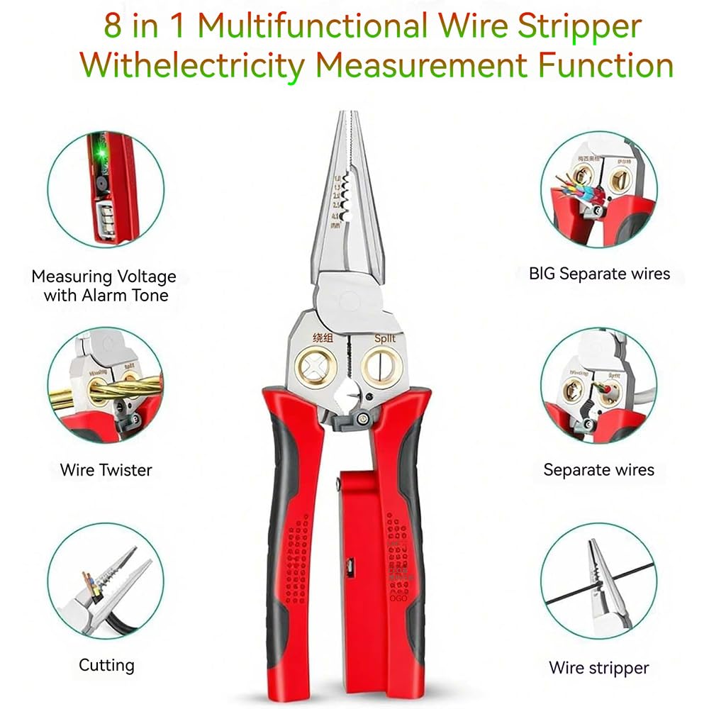 Gitende 8 in 1 Wire Stripper with Voltage Tester, Green