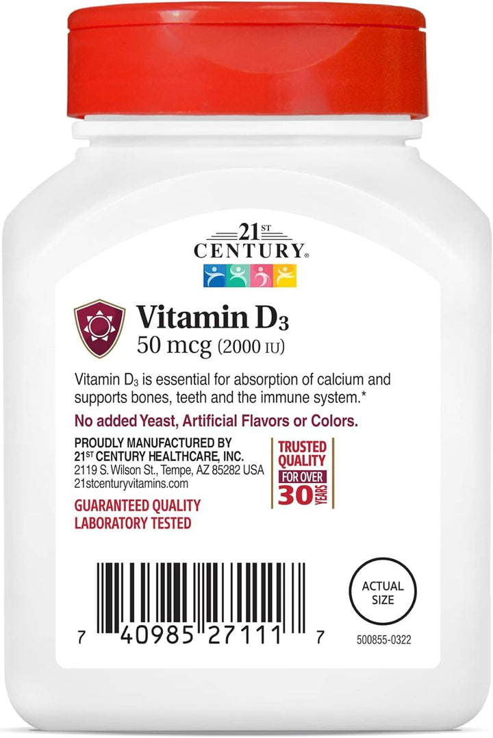 21st Century Vitamin D3 Tablets, 2000 IU, 110 Count