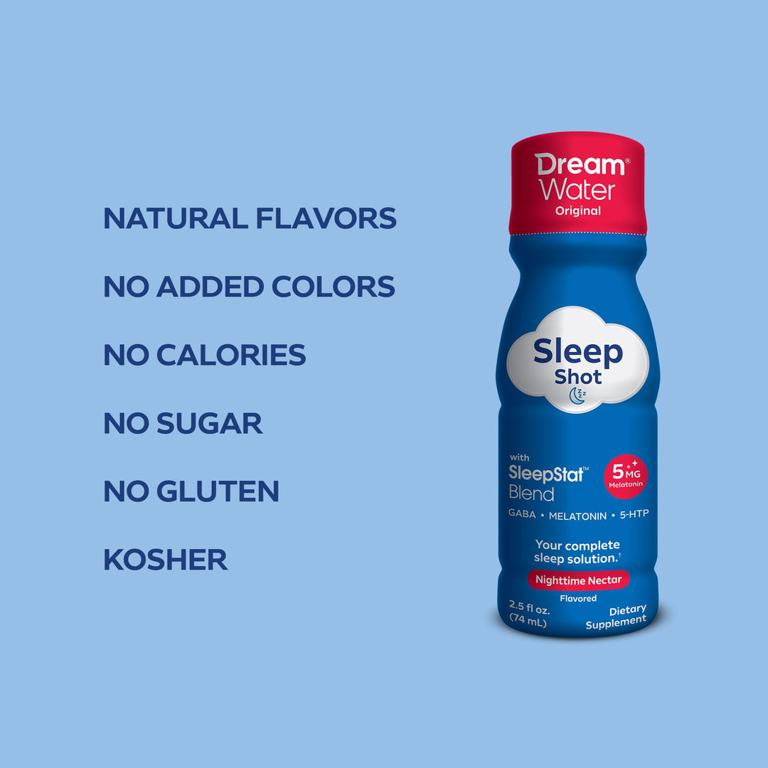 Dream Water Sleep Aid Supplement Drink, Nighttime Nectar, 2.5 fl oz, 24 Count