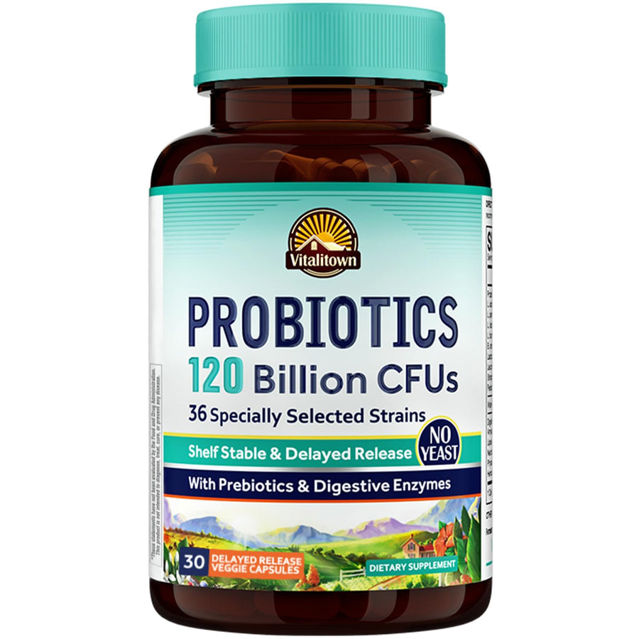 VITALITOWN Probiotic Supplement, 120 Billion CFUs, 30 Count